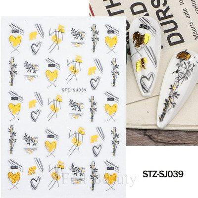 Leopard uzorak 3D naljepnica za nokte Zlatna metalna linija Klizači Zebra pruge Mlijeko Krava Tigar Životinjske kože Dizajn Tetovaže Manikura Dekor