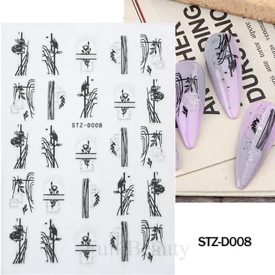 Leopard uzorak 3D naljepnica za nokte Zlatna metalna linija Klizači Zebra pruge Mlijeko Krava Tigar Životinjske kože Dizajn Tetovaže Manikura Dekor