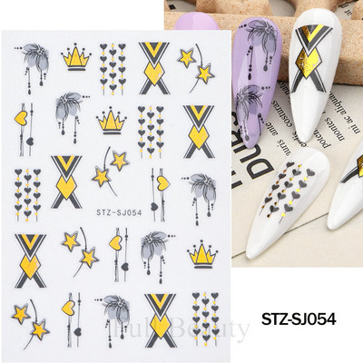 Leopard uzorak 3D naljepnica za nokte Zlatna metalna linija Klizači Zebra pruge Mlijeko Krava Tigar Životinjske kože Dizajn Tetovaže Manikura Dekor