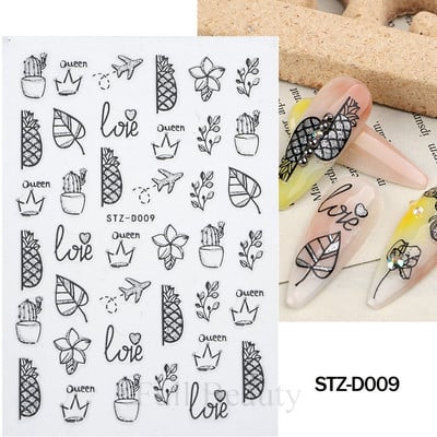 Leopard uzorak 3D naljepnica za nokte Zlatna metalna linija Klizači Zebra pruge Mlijeko Krava Tigar Životinjske kože Dizajn Tetovaže Manikura Dekor