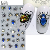 5D svijetloplavi pauk reljefne naljepnice za nokte Škorpion paukova mreža Zlo oko usta Dizajn klizača za nokte Noć vještica DIY dekor za manikuru