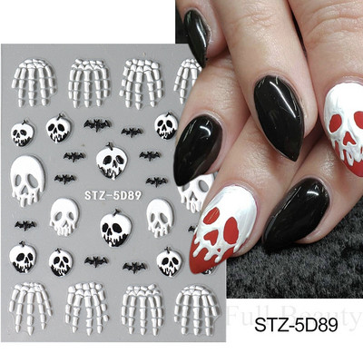 5D svijetloplavi pauk reljefne naljepnice za nokte Škorpion paukova mreža Zlo oko usta Dizajn klizača za nokte Noć vještica DIY dekor za manikuru