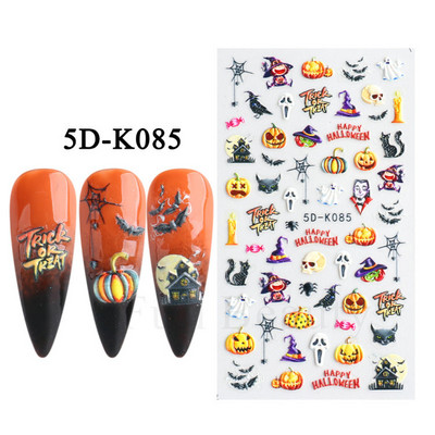 5D svijetloplavi pauk reljefne naljepnice za nokte Škorpion paukova mreža Zlo oko usta Dizajn klizača za nokte Noć vještica DIY dekor za manikuru