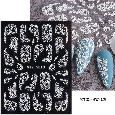 5D svijetloplavi pauk reljefne naljepnice za nokte Škorpion paukova mreža Zlo oko usta Dizajn klizača za nokte Noć vještica DIY dekor za manikuru