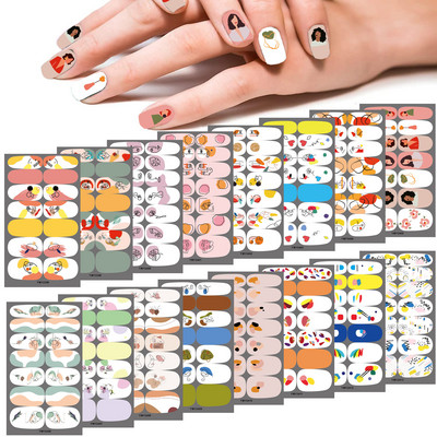 14 sfaturi New Ins Style Hit color Nail Sticker Summer Waterproof Graffiti Adhesive Full Cover Nail Sticker Manichiura