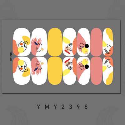 14 tips New Ins Style Hit χρώμα Αυτοκόλλητο νυχιών Καλοκαιρινό αδιάβροχο αυτοκόλλητο για γκράφιτι μανικιούρ με πλήρες κάλυμμα