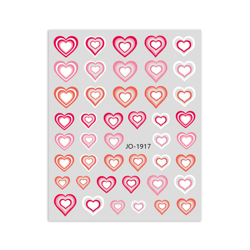 Armsad 3D-roosa rohelised sinise südamega küünekleebised õõnsad küünekleebised mustad ja valged triibud DIY küünekunsti osad