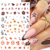 Lihtsad Lilled Lehed 3D Küünekleebised Karikakrad Lilled Prantsuse Otsejooned Prindi Sügisdisain Kleepliigud Maniküür Küünekleebised