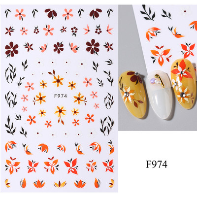 Lihtsad Lilled Lehed 3D Küünekleebised Karikakrad Lilled Prantsuse Otsejooned Prindi Sügisdisain Kleepliigud Maniküür Küünekleebised