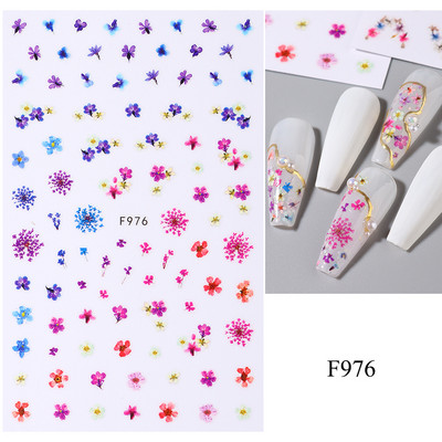 Lihtsad Lilled Lehed 3D Küünekleebised Karikakrad Lilled Prantsuse Otsejooned Prindi Sügisdisain Kleepliigud Maniküür Küünekleebised