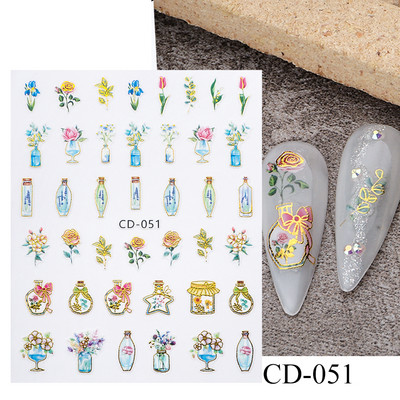 Lihtsad Lilled Lehed 3D Küünekleebised Karikakrad Lilled Prantsuse Otsejooned Prindi Sügisdisain Kleepliigud Maniküür Küünekleebised