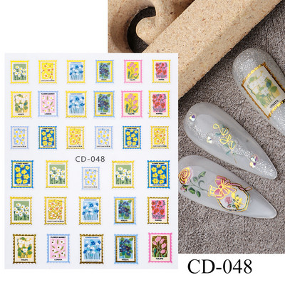 Lihtsad Lilled Lehed 3D Küünekleebised Karikakrad Lilled Prantsuse Otsejooned Prindi Sügisdisain Kleepliigud Maniküür Küünekleebised