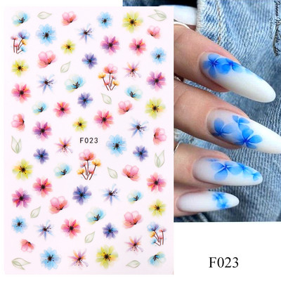 Lihtsad Lilled Lehed 3D Küünekleebised Karikakrad Lilled Prantsuse Otsejooned Prindi Sügisdisain Kleepliigud Maniküür Küünekleebised