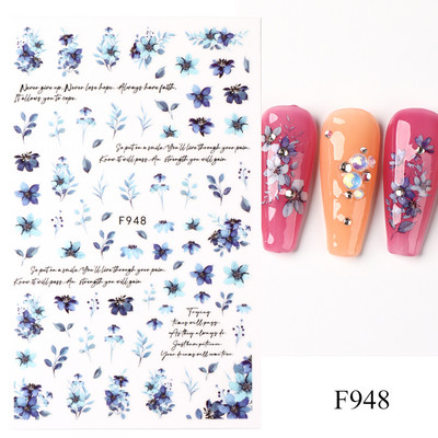 Lihtsad Lilled Lehed 3D Küünekleebised Karikakrad Lilled Prantsuse Otsejooned Prindi Sügisdisain Kleepliigud Maniküür Küünekleebised