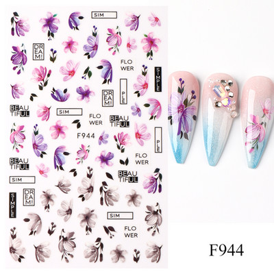 Lihtsad Lilled Lehed 3D Küünekleebised Karikakrad Lilled Prantsuse Otsejooned Prindi Sügisdisain Kleepliigud Maniküür Küünekleebised