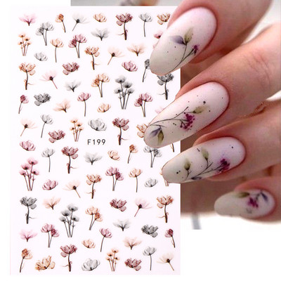 Lihtsad Lilled Lehed 3D Küünekleebised Karikakrad Lilled Prantsuse Otsejooned Prindi Sügisdisain Kleepliigud Maniküür Küünekleebised