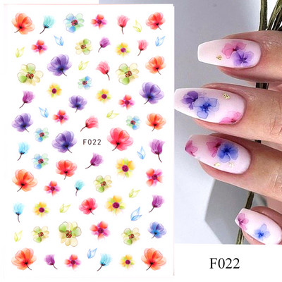 Lihtsad Lilled Lehed 3D Küünekleebised Karikakrad Lilled Prantsuse Otsejooned Prindi Sügisdisain Kleepliigud Maniküür Küünekleebised