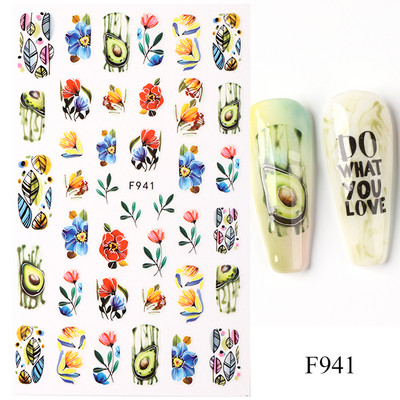 Lihtsad Lilled Lehed 3D Küünekleebised Karikakrad Lilled Prantsuse Otsejooned Prindi Sügisdisain Kleepliigud Maniküür Küünekleebised