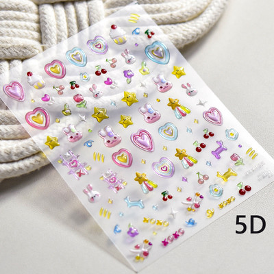 Värviline mullitäht fantaasia vesipiisk ükssarvik süda täht tarretis suvine 5D kleebis pehme reljeefne 3D kaunistus küünekleebis naine