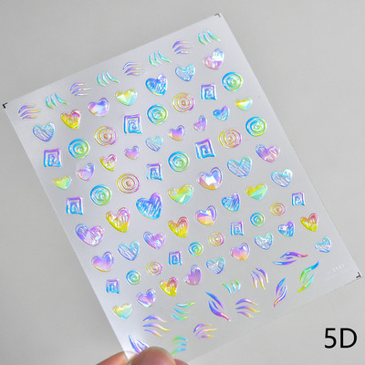 Värviline mullitäht fantaasia vesipiisk ükssarvik süda täht tarretis suvine 5D kleebis pehme reljeefne 3D kaunistus küünekleebis naine