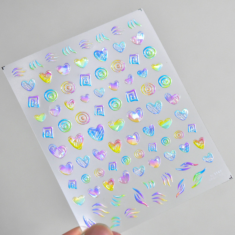 Värviline mullitäht fantaasia vesipiisk ükssarvik süda täht tarretis suvine 5D kleebis pehme reljeefne 3D kaunistus küünekleebis naine