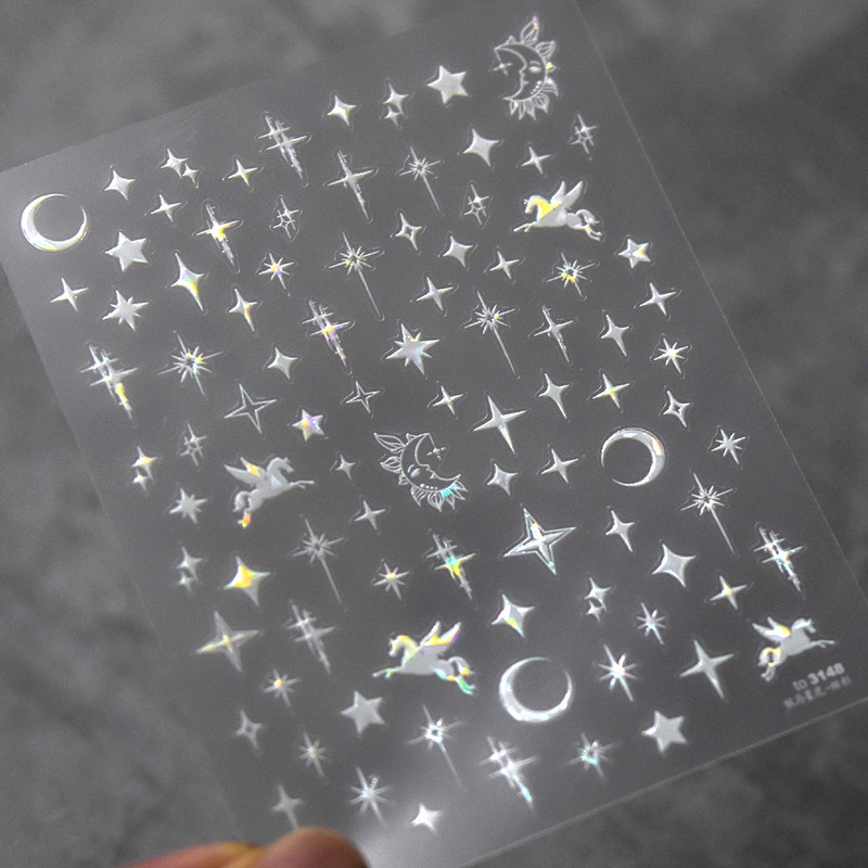 Värviline mullitäht fantaasia vesipiisk ükssarvik süda täht tarretis suvine 5D kleebis pehme reljeefne 3D kaunistus küünekleebis naine