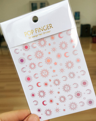 1 KOM 3D Sunce Zvijezda Nebo Mjesec Naljepnice za uređenje noktiju Pritisnite na nokte Pribor za uređenje noktiju Lasersko srce naljepnice s cvijetom Dodaci za uređenje noktiju