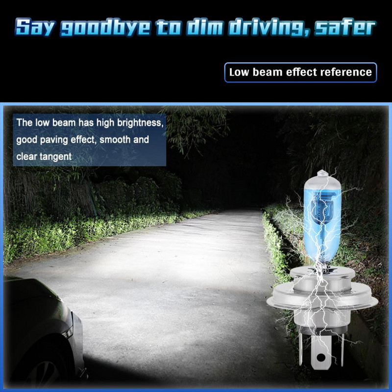 2tk H4 12V auto esitule pirn Super Bright 100W 6000K valge valgusega auto HOD halogeenlamp