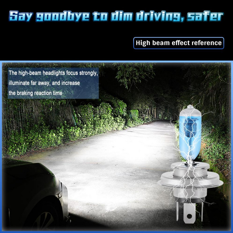 2tk H4 12V auto esitule pirn Super Bright 100W 6000K valge valgusega auto HOD halogeenlamp