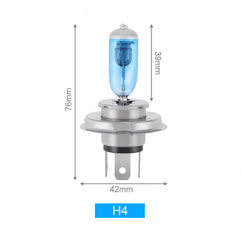 2tk H4 12V auto esitule pirn Super Bright 100W 6000K valge valgusega auto HOD halogeenlamp