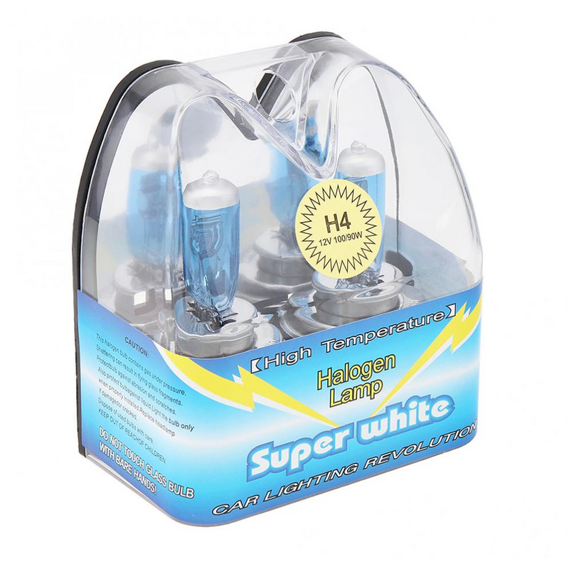 2tk H4 12V auto esitule pirn Super Bright 100W 6000K valge valgusega auto HOD halogeenlamp