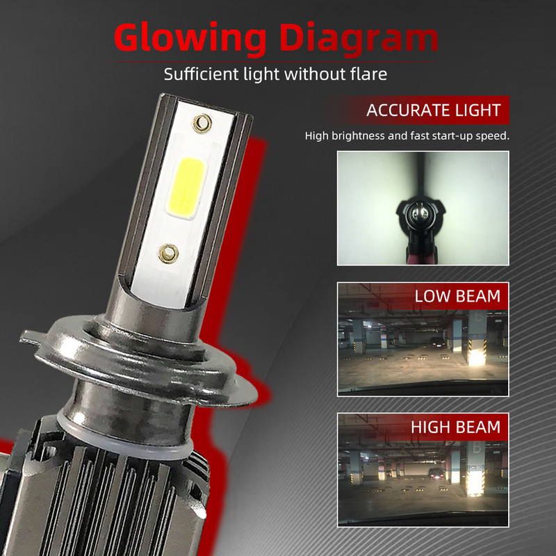 2TK LED auto esitule mini Canbus lamp H11 pirnid H7 H8 H9 esitulede komplekt 9005 HB3 9006 HB4 6000k udutuli 12 V LED lamp 12000LM