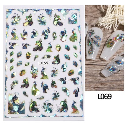 Laser Rainbow Evil Eyes 3D Küünekleebised Psühhedeelsed Abstraktsed Line Laine Holograafilised Liimiga Liugurid Õitsevad Marmorist Küünekleebised