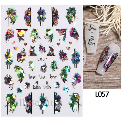 Laser Rainbow Evil Eyes 3D Küünekleebised Psühhedeelsed Abstraktsed Line Laine Holograafilised Liimiga Liugurid Õitsevad Marmorist Küünekleebised