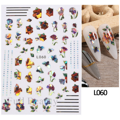 Laser Rainbow Evil Eyes 3D Küünekleebised Psühhedeelsed Abstraktsed Line Laine Holograafilised Liimiga Liugurid Õitsevad Marmorist Küünekleebised