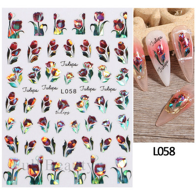 Laser Rainbow Evil Eyes 3D Küünekleebised Psühhedeelsed Abstraktsed Line Laine Holograafilised Liimiga Liugurid Õitsevad Marmorist Küünekleebised