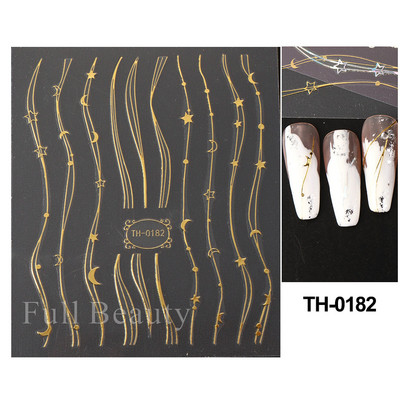 Laser Rainbow Evil Eyes 3D Küünekleebised Psühhedeelsed Abstraktsed Line Laine Holograafilised Liimiga Liugurid Õitsevad Marmorist Küünekleebised