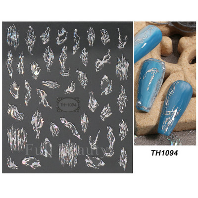 Laser Rainbow Evil Eyes 3D Küünekleebised Psühhedeelsed Abstraktsed Line Laine Holograafilised Liimiga Liugurid Õitsevad Marmorist Küünekleebised