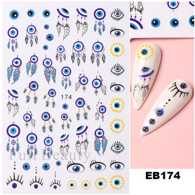 Laser Rainbow Evil Eyes 3D Küünekleebised Psühhedeelsed Abstraktsed Line Laine Holograafilised Liimiga Liugurid Õitsevad Marmorist Küünekleebised