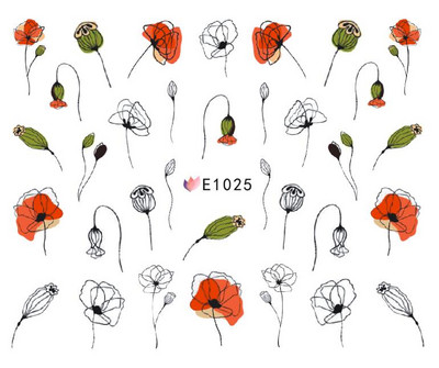 Autocolante pentru unghii cu litere albe și negru Glisoare cu cuvinte de dragoste pentru manichiură Personaj 3D Nail Art Polish Decalcomanie Piese de decorare FBJO2173