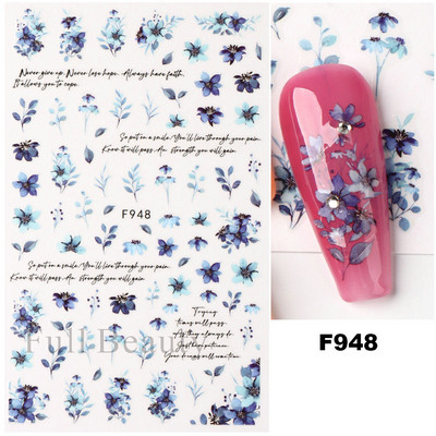 Autocolante pentru unghii cu litere albe și negru Glisoare cu cuvinte de dragoste pentru manichiură Personaj 3D Nail Art Polish Decalcomanie Piese de decorare FBJO2173