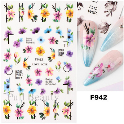 Autocolante pentru unghii cu litere albe și negru Glisoare cu cuvinte de dragoste pentru manichiură Personaj 3D Nail Art Polish Decalcomanie Piese de decorare FBJO2173