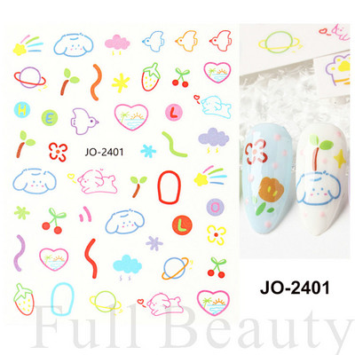 Autocolante pentru unghii cu litere albe și negru Glisoare cu cuvinte de dragoste pentru manichiură Personaj 3D Nail Art Polish Decalcomanie Piese de decorare FBJO2173