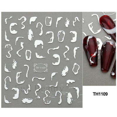 Autocolante pentru unghii cu litere albe și negru Glisoare cu cuvinte de dragoste pentru manichiură Personaj 3D Nail Art Polish Decalcomanie Piese de decorare FBJO2173