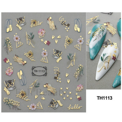 Autocolante pentru unghii cu litere albe și negru Glisoare cu cuvinte de dragoste pentru manichiură Personaj 3D Nail Art Polish Decalcomanie Piese de decorare FBJO2173