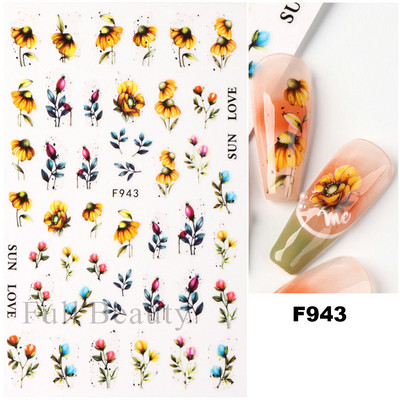 Autocolante pentru unghii cu litere albe și negru Glisoare cu cuvinte de dragoste pentru manichiură Personaj 3D Nail Art Polish Decalcomanie Piese de decorare FBJO2173