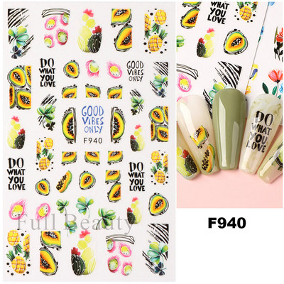 Autocolante pentru unghii cu litere albe și negru Glisoare cu cuvinte de dragoste pentru manichiură Personaj 3D Nail Art Polish Decalcomanie Piese de decorare FBJO2173