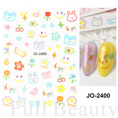 Autocolante pentru unghii cu litere albe și negru Glisoare cu cuvinte de dragoste pentru manichiură Personaj 3D Nail Art Polish Decalcomanie Piese de decorare FBJO2173