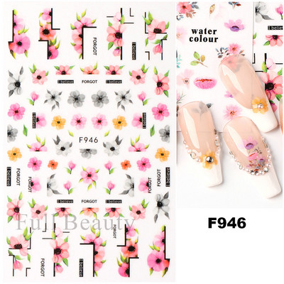 Autocolante pentru unghii cu litere albe și negru Glisoare cu cuvinte de dragoste pentru manichiură Personaj 3D Nail Art Polish Decalcomanie Piese de decorare FBJO2173