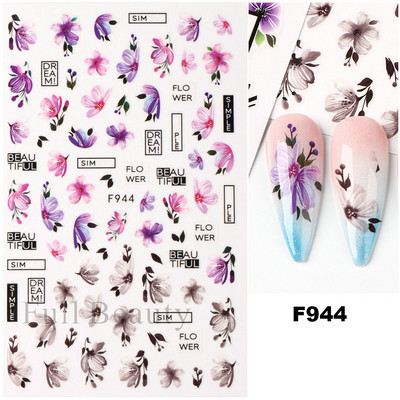 Autocolante pentru unghii cu litere albe și negru Glisoare cu cuvinte de dragoste pentru manichiură Personaj 3D Nail Art Polish Decalcomanie Piese de decorare FBJO2173